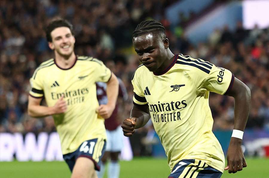 Saka dopo il gol vittoria Saka dopo il gol vittoria