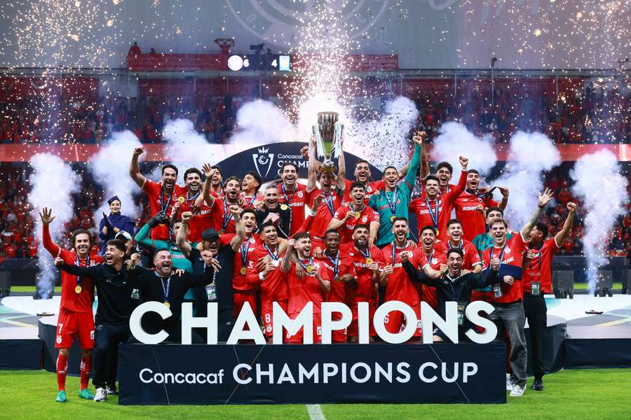 Toluca celebrate winning the CONCACAF Champions Cup. Toluca celebrate winning the CONCACAF Champions Cup.