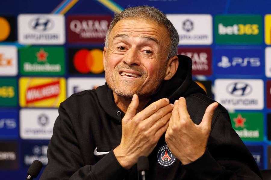 Paris Saint-Germain coach Luis Enrique during a press conference 