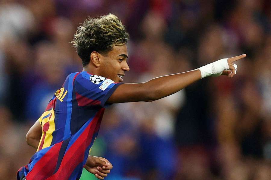 Lamine Yamal, en un partido de Champions