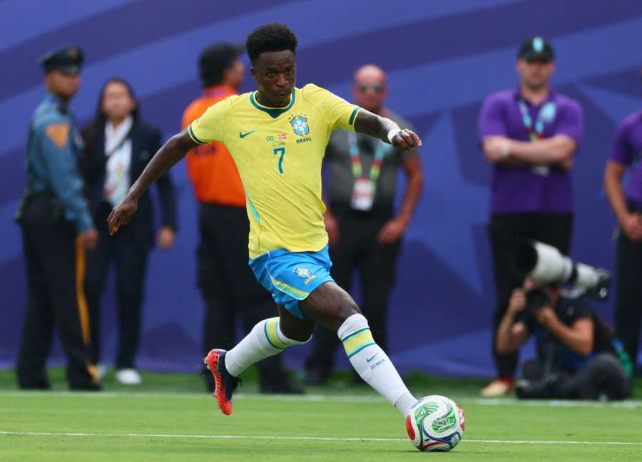 Vinicius Junior během zápasu Brazílie s Norskem v osmifinále mistrovství světa 2026. Vinicius Junior během zápasu Brazílie s Norskem v osmifinále mistrovství světa 2026.