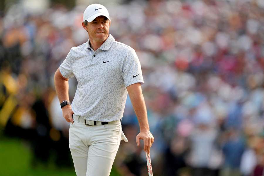 Rory McIlroy looks dejected at Oak Hill earlier this month