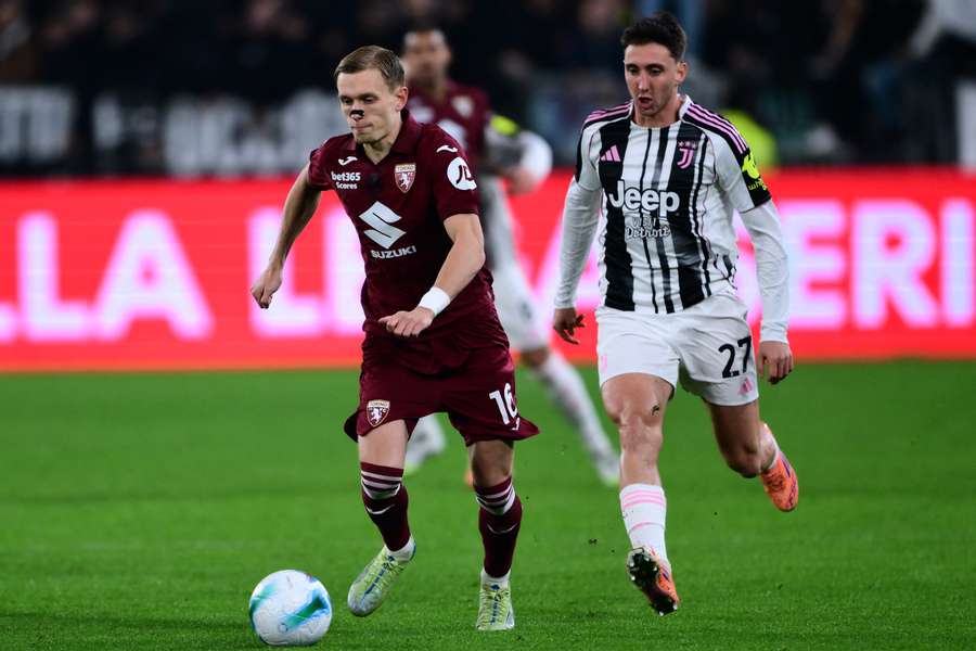 Andrea Cambiaso (right) battles for the ball Andrea Cambiaso (right) battles for the ball