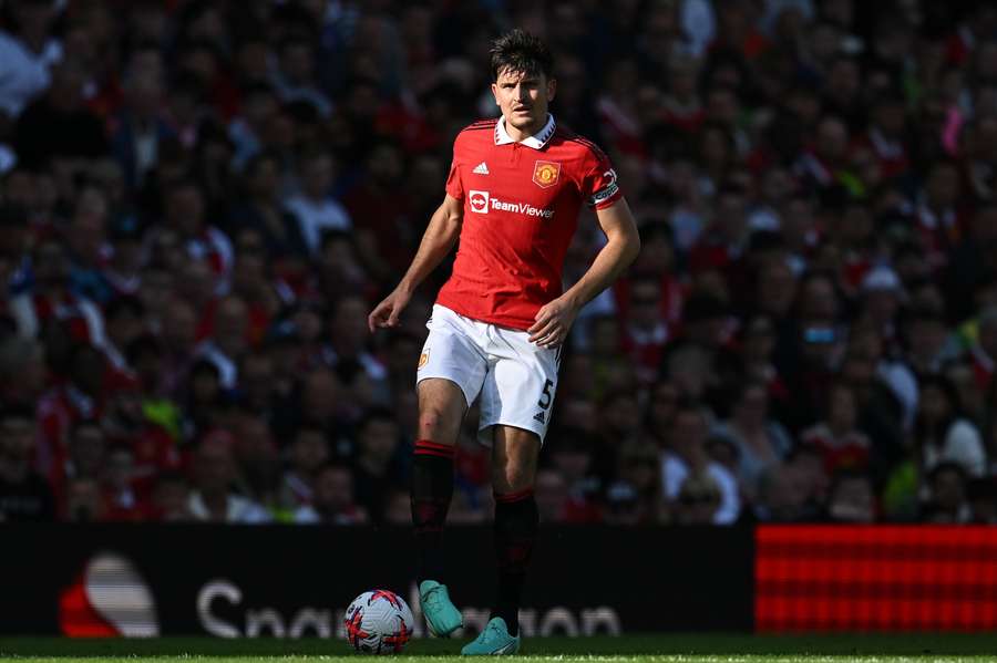 Manchester United defender Harry Maguire controls the ball