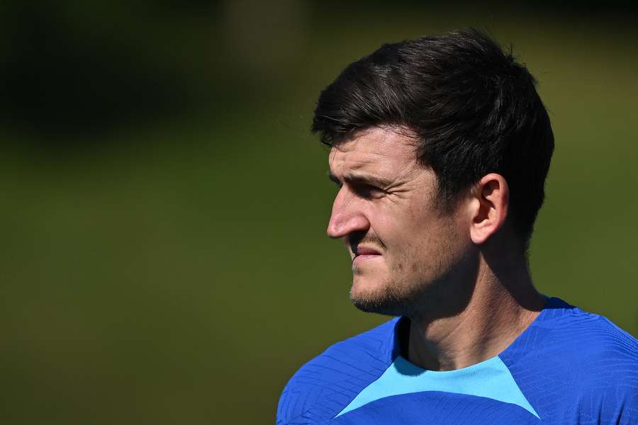 Harry Maguire tijdens een training vorige week