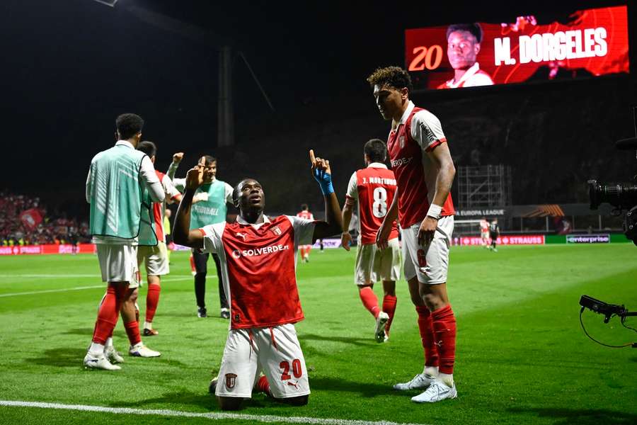 O festejo de Mario Dorgeles, autor do golo da vitória do SC Braga