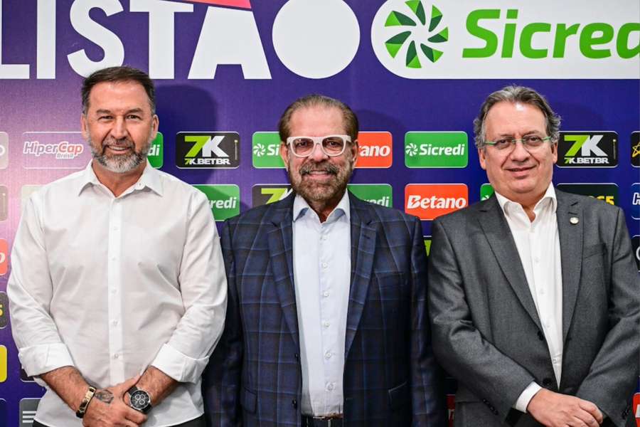 Augusto Melo (Corinthians), Reinaldo Carneiro Bastos (FPF) e Paulo Buosi (Palmeiras)