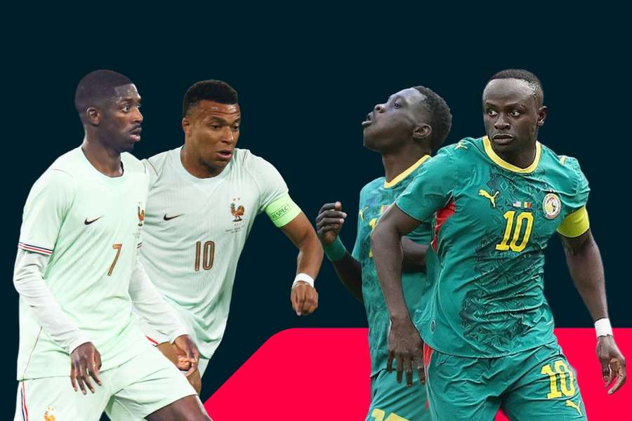 Ousmane Dembele, Kylian Mbappe, Ismaila Sarr and Sadio Mane