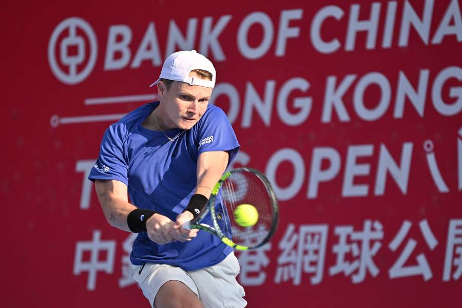 Jesper de Jong during his Hong Kong Open match against Gabriel Diallo Jesper de Jong during his Hong Kong Open match against Gabriel Diallo