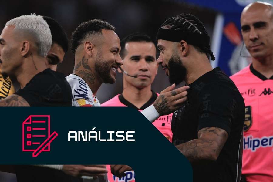 Neymar e Memphis conversam antes do clássico alvinegro pelo Paulista deste ano Neymar e Memphis conversam antes do clássico alvinegro pelo Paulista deste ano
