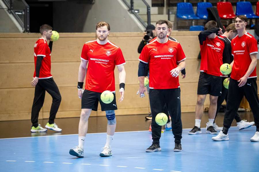 Die deutschen Handballer im Training.