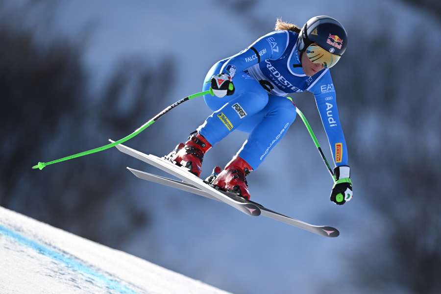 Sofia Goggia competes during the Women's Downhill event of the FIS Alpine Ski World Championship 2023