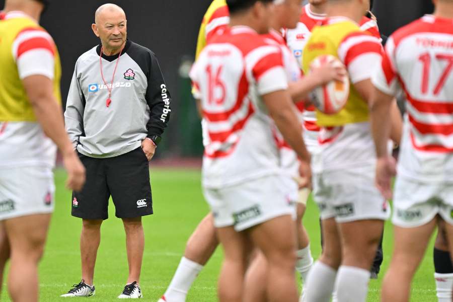Japan head coach Eddie Jones watches on at a captain's run on Friday.