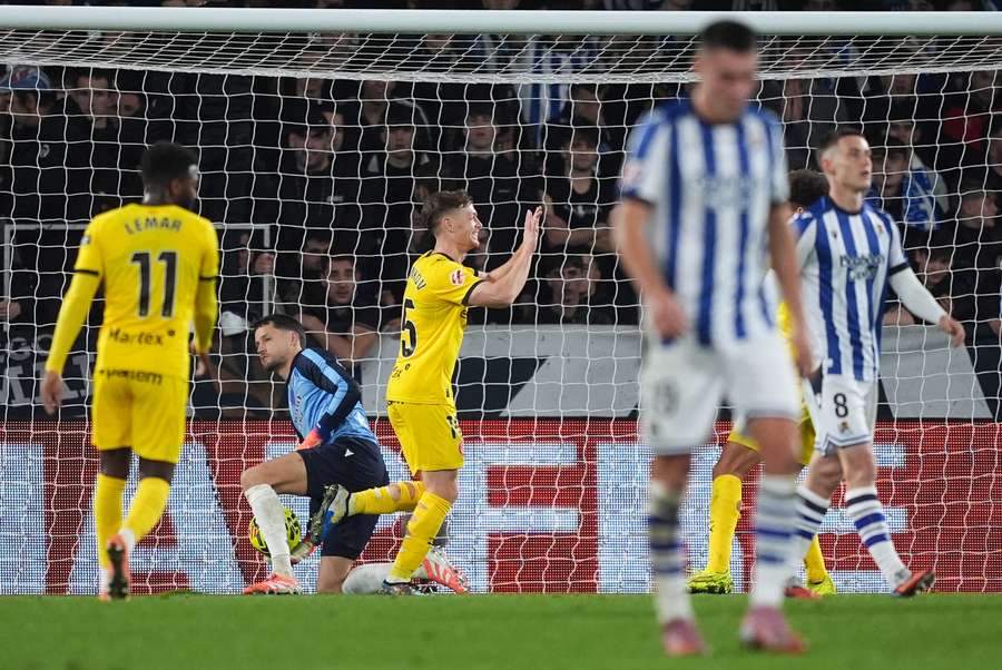 Tsygankov celebra su segundo gol en Anoeta