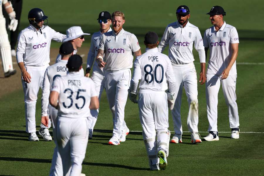 England's players leave the field