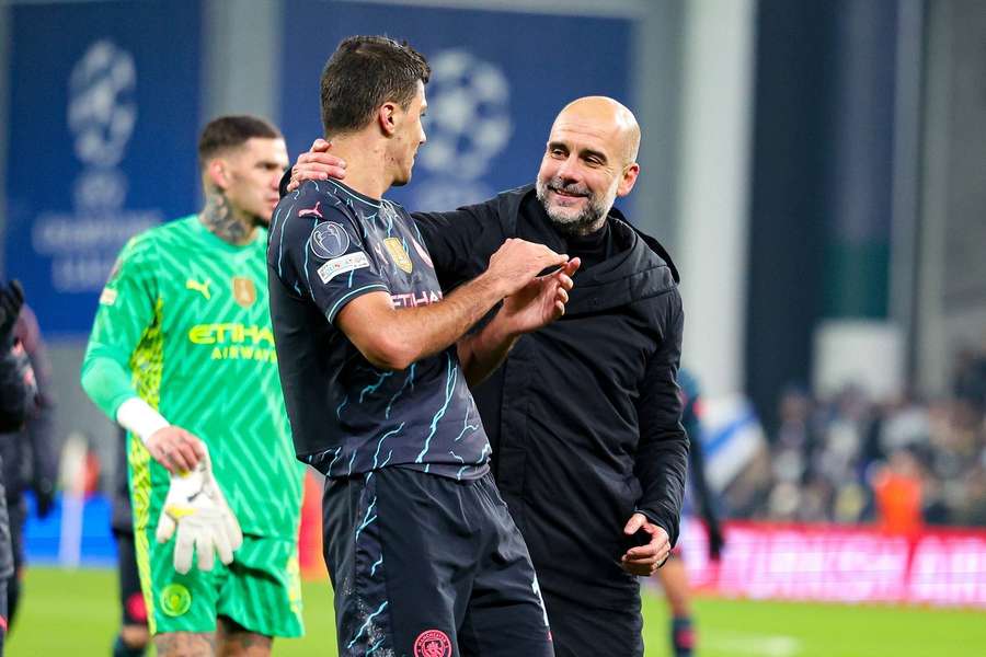 Guardiola y Rodri, juntos tras un partido.