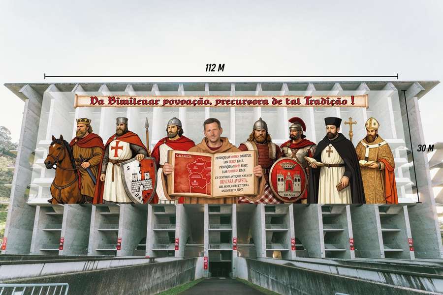Polémica tarja gigante vira "Muralha da Liberdade" no Estádio Municipal de Braga