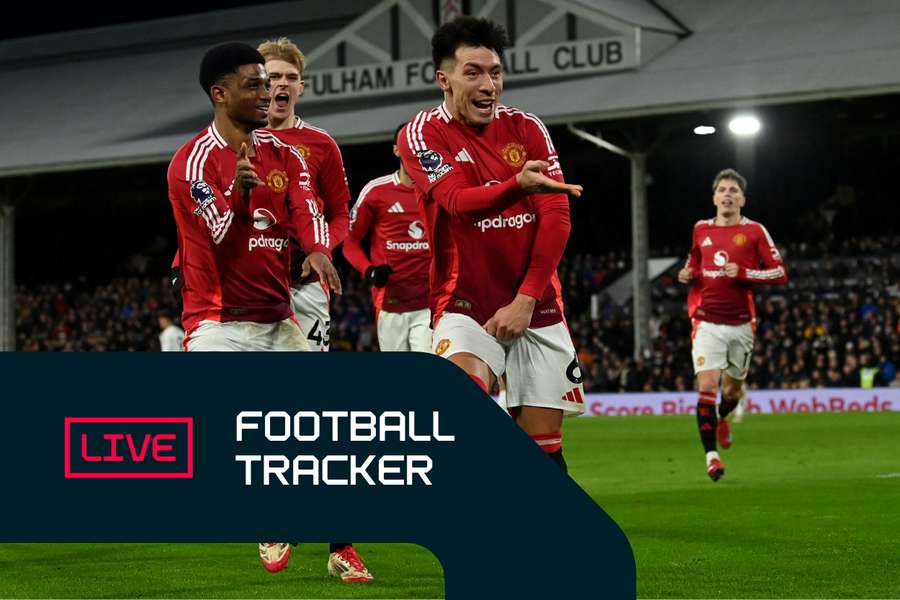 Lisandro Martinez celebrates scoring Man Utd's opening goal against Fulham on Sunday