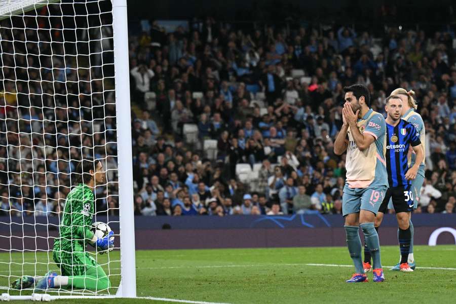 Ilkay Gündogan havde onsdag aften chancen for at skaffe Manchester City tre point mod Inter, men tyskerens hovedstød blev reddet af Yann Sommer.