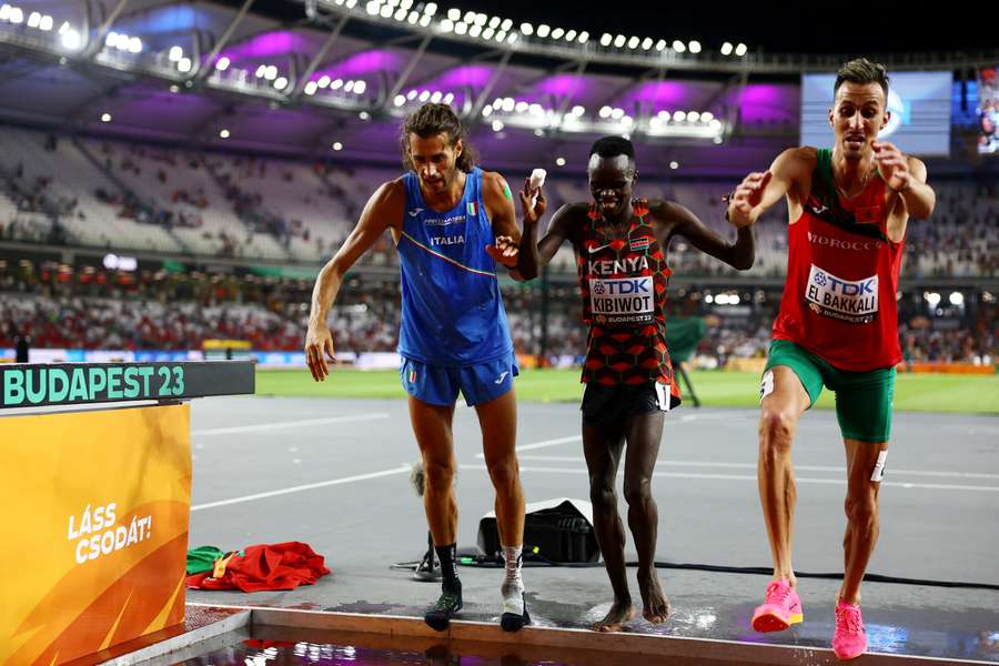 Three of Tuesday's gold medallists go for a dip