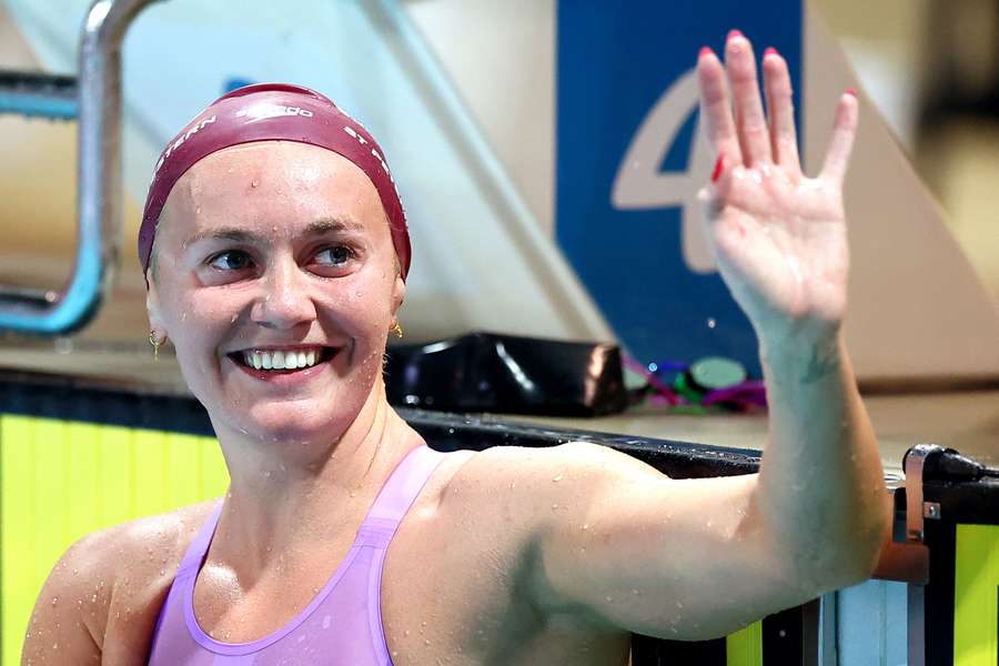 Titmus celebrates her win