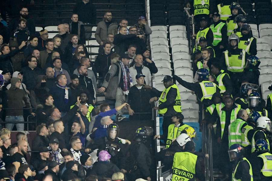 Anderlecht fans threw flares and seats at West Ham