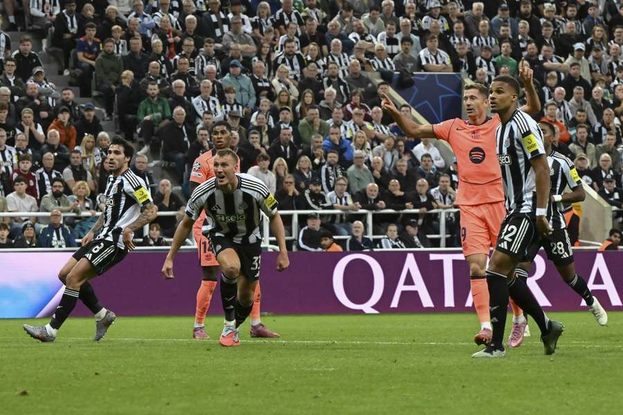 Barcelona's Marcus Rashford scores this second goal against Newcastle