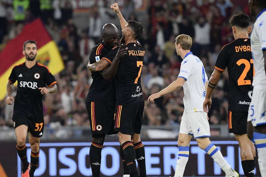 Lukaku et Pellegrini célébrant le but du Belge.