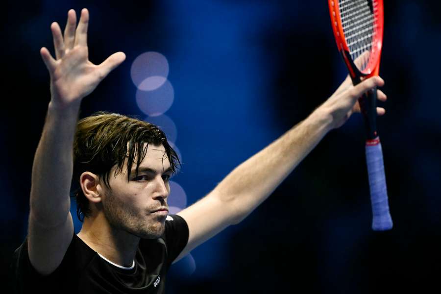 Taylor Fritz celebrates after victory against Alex De Minaur