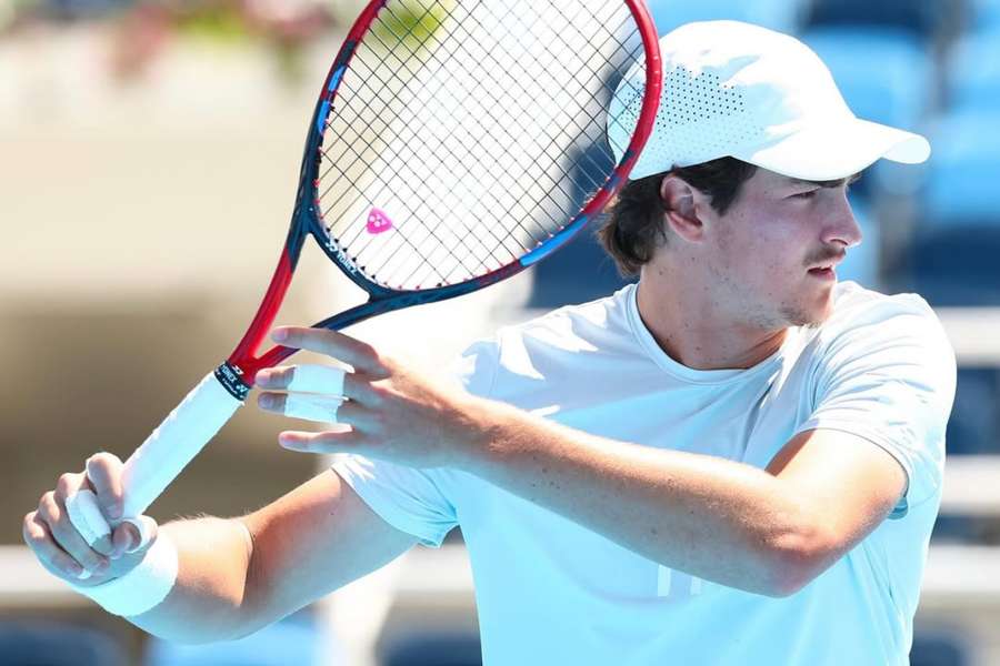 O brasileiro treinando para seu último torneio antes do US Open