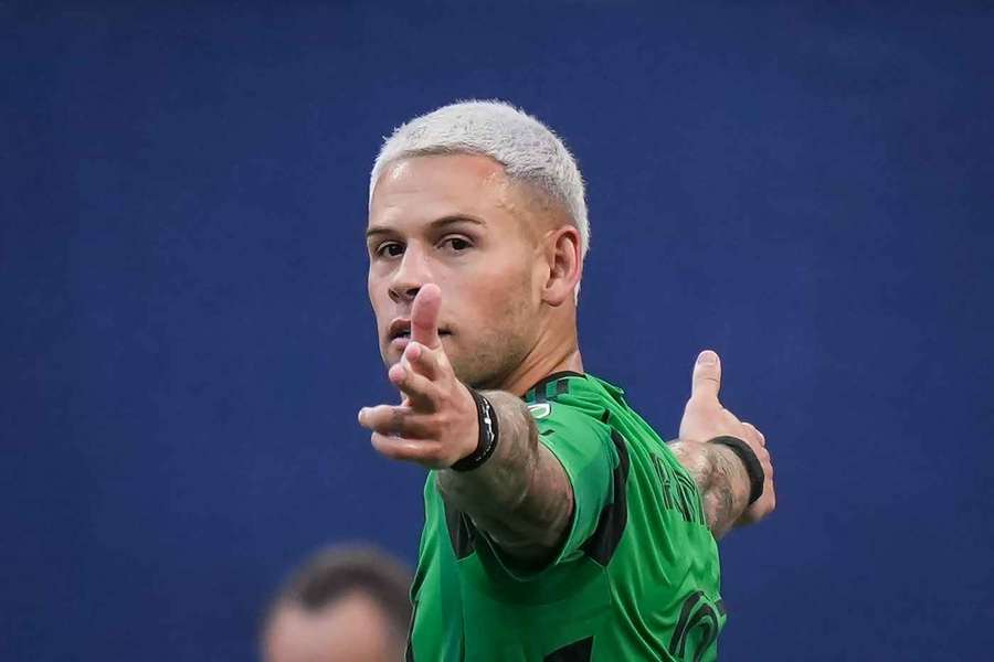 Cristian Ramirez feiert seinen Doppelpack für Austin gegen Vancouver.