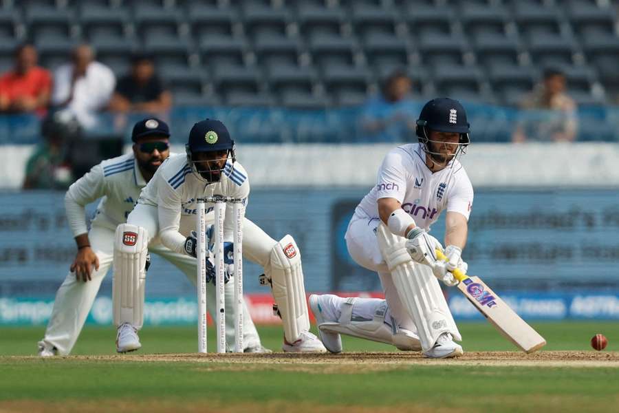 England's Ben Duckett in action during the first innings