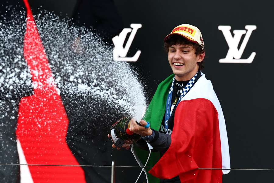 Kimi Antonelli on the podium Kimi Antonelli on the podium