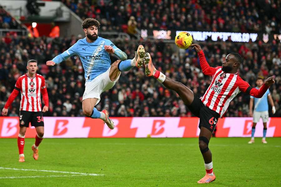 Manchester City's Josko Gvardiol in action against Sunderland