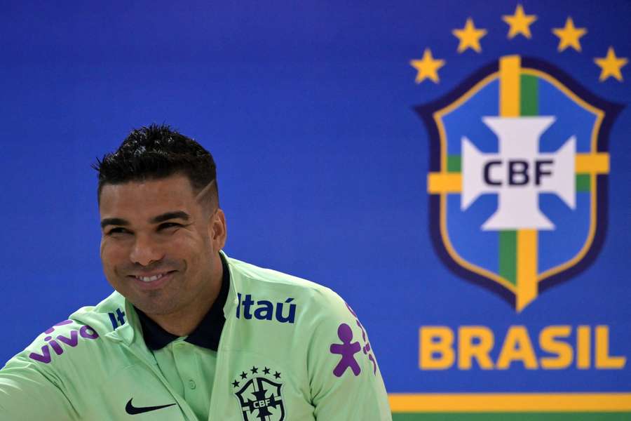Casemiro, en una rueda de prensa con Brasil