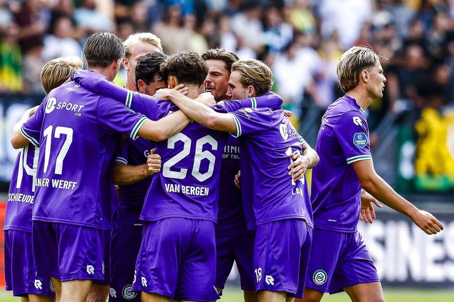 FC Groningen celebrate Thom van Bergen's 1-0 against ADO Den Haag FC Groningen celebrate Thom van Bergen's 1-0 against ADO Den Haag