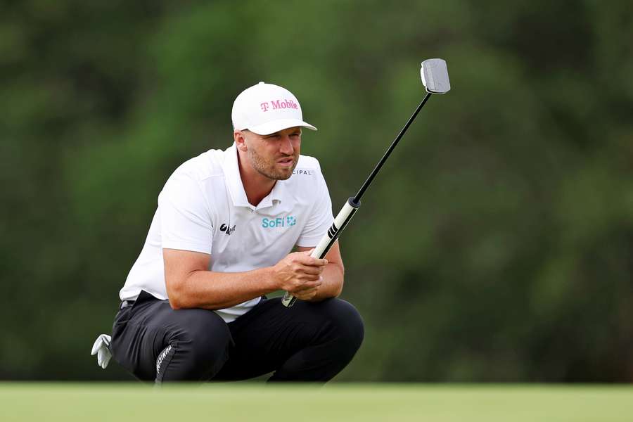 Wyndham Clark lines up a putt during the second round Wyndham Clark lines up a putt during the second round
