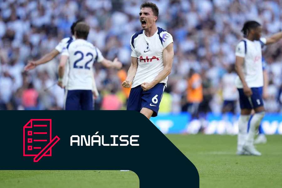 João Palhinha durante a vitória do Tottenham com o Everton João Palhinha durante a vitória do Tottenham com o Everton