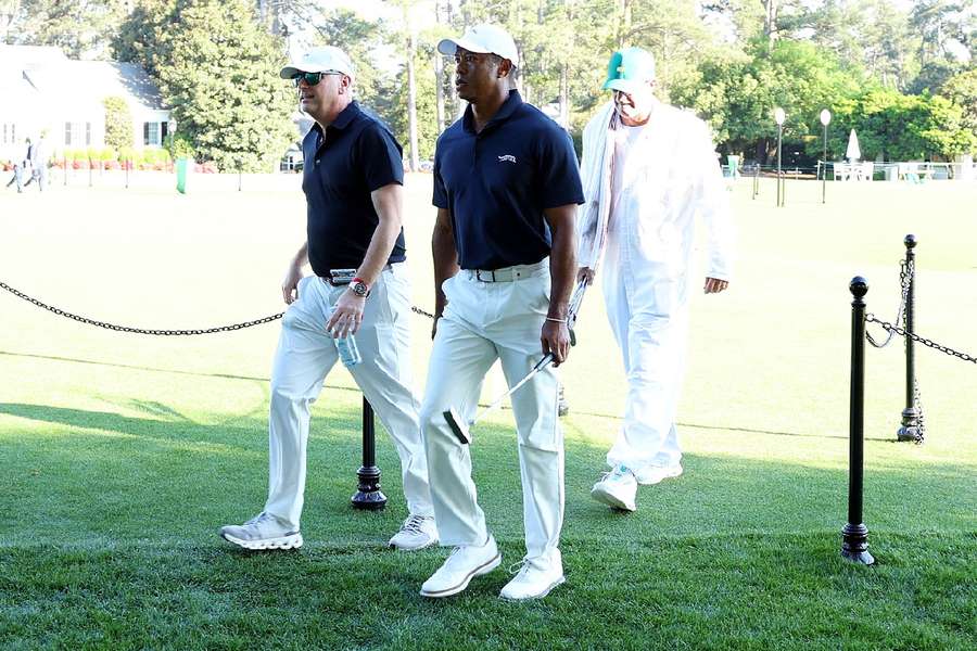 Tiger Woods practising at Augusta