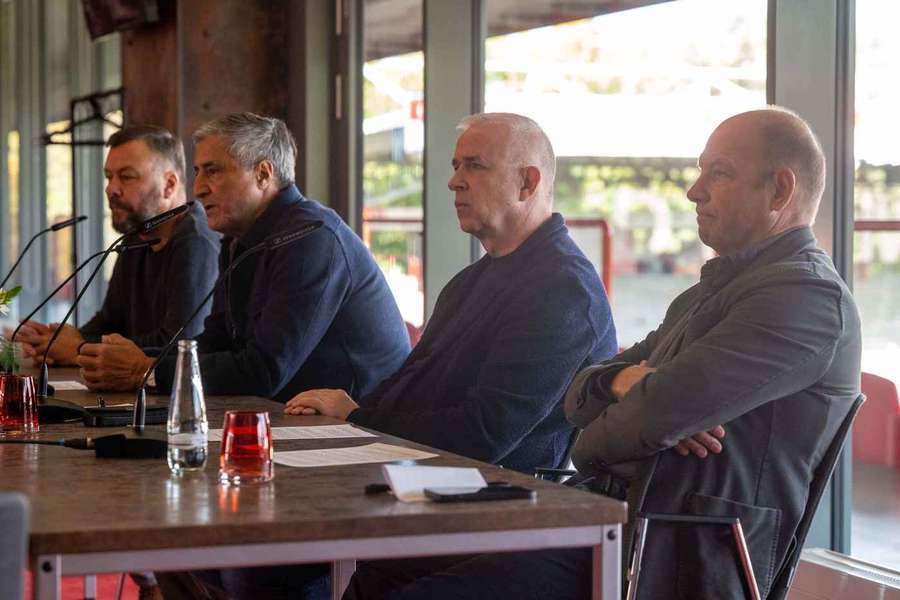 Christian Arbeit, Kaweh Niroomand, Dirk Zingler und Marco Baldi.