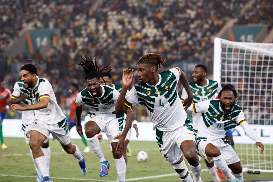 Cameroon wildly celebrate their late winner