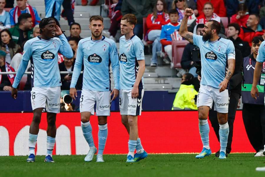 Celta Vigo celebrate their winning goal