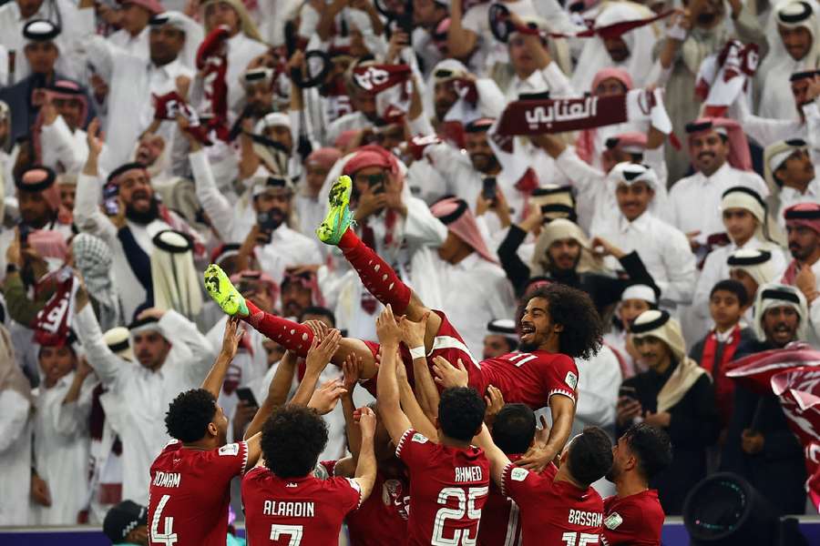 Qatar celebrate with Afif