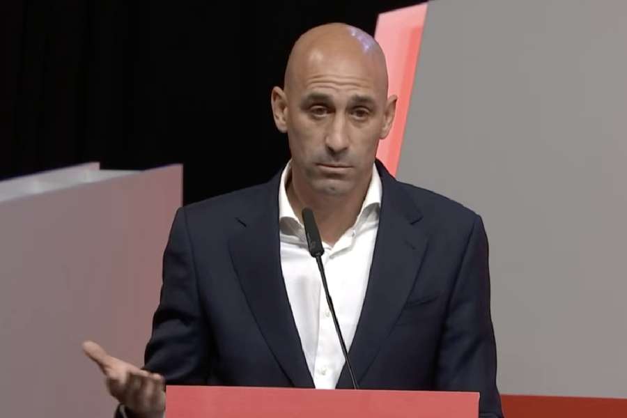 Luis Rubiales, durante a sua comparência na Assembleia da RFEF