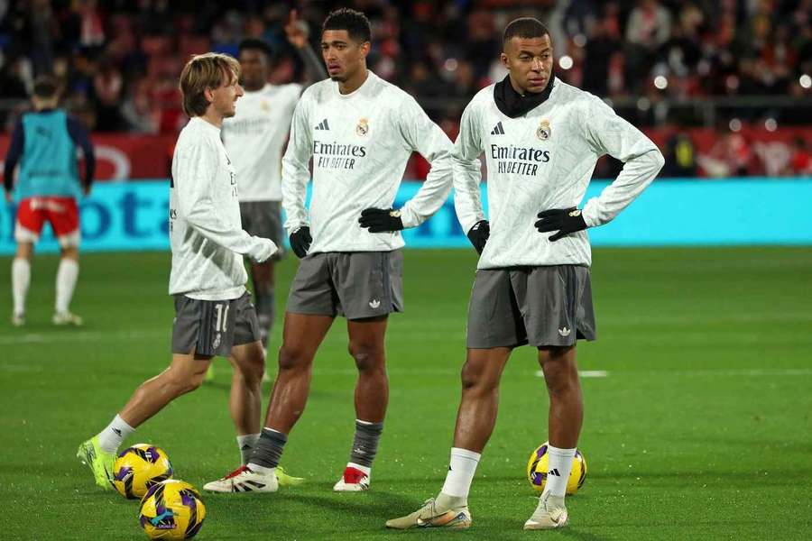Mbappe (r.), Bellingham (m.) und Modric stehen vor einer schweren Aufgabe in Bergamo