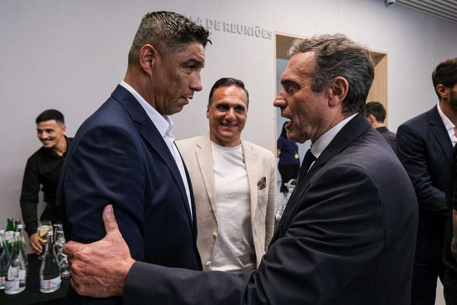 Mário Jardel com Reinaldo Teixeira, presidente da Liga