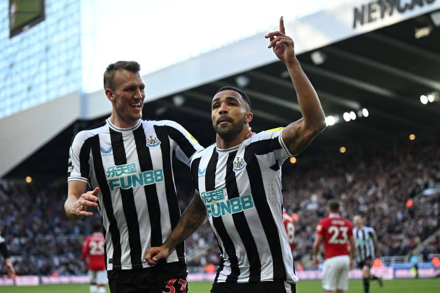 Callum Wilson celebrates giving Newcastle a 2-0 lead