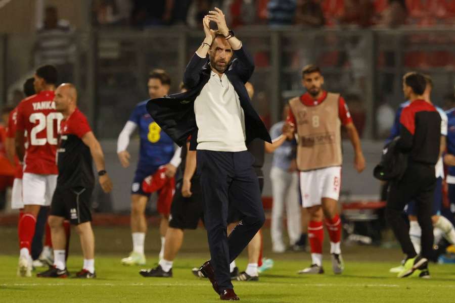 Menedżer Anglii Gareth Southgate świętuje po meczu