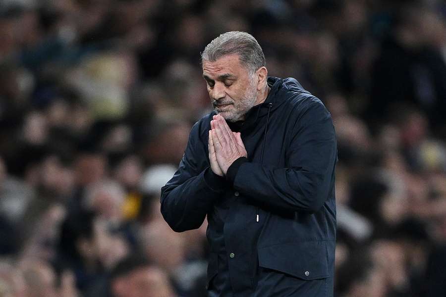 Spurs boss Ange Postecoglou during the first leg against Frankfurt