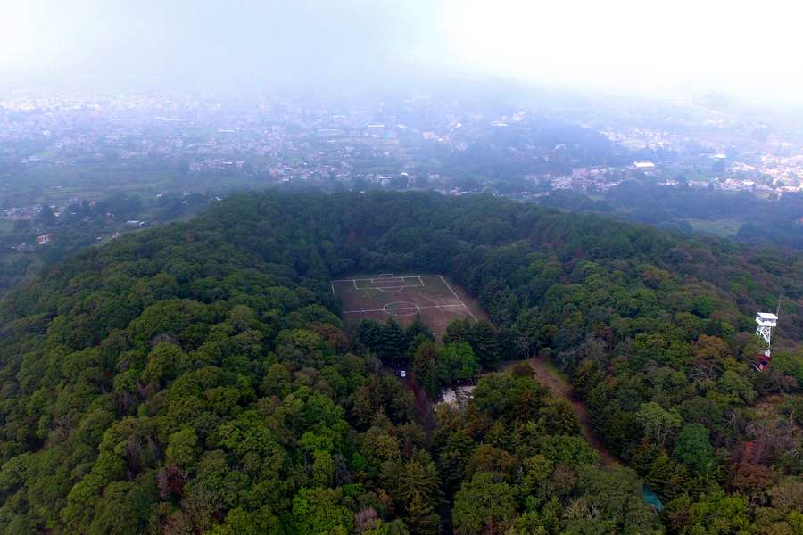 Vista aérea da cidade de Santa Cecilia Tepetlapa